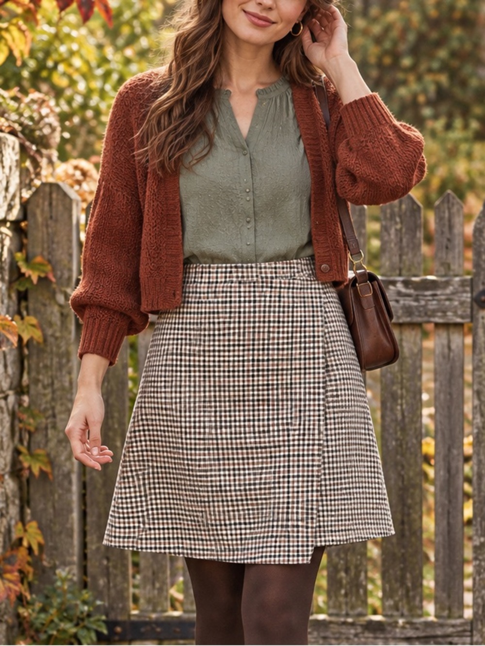 NWT Old Navy Check Plaid Skirt Wrap Style Size XL Tall Fall Academia